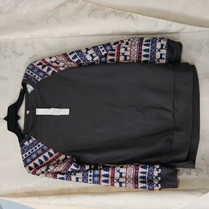 WOMENS GRAY WAFFLE KNIT HOLIDAY SHIRT NWT W207